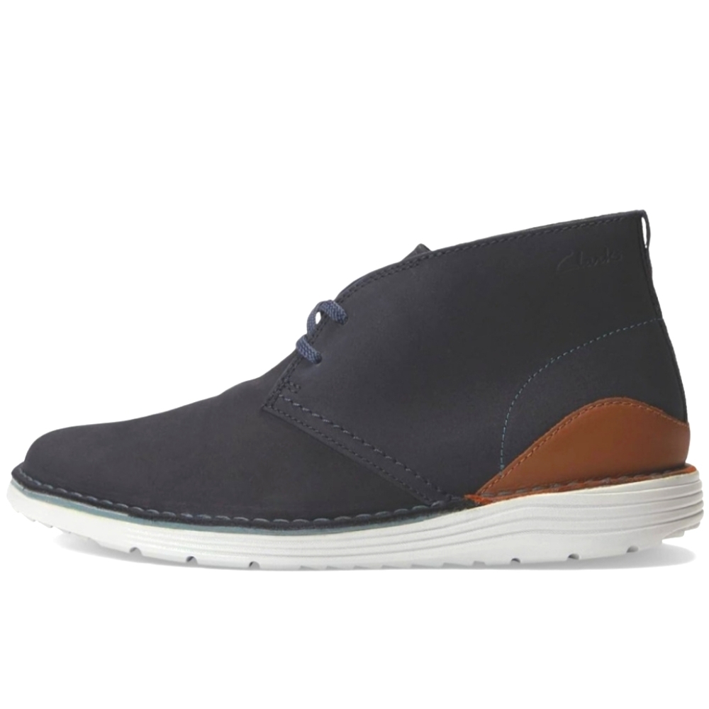 NEW Mens Clarks Originals Brahnz Boot Shoe Navy Blue Brown 12 M Leather